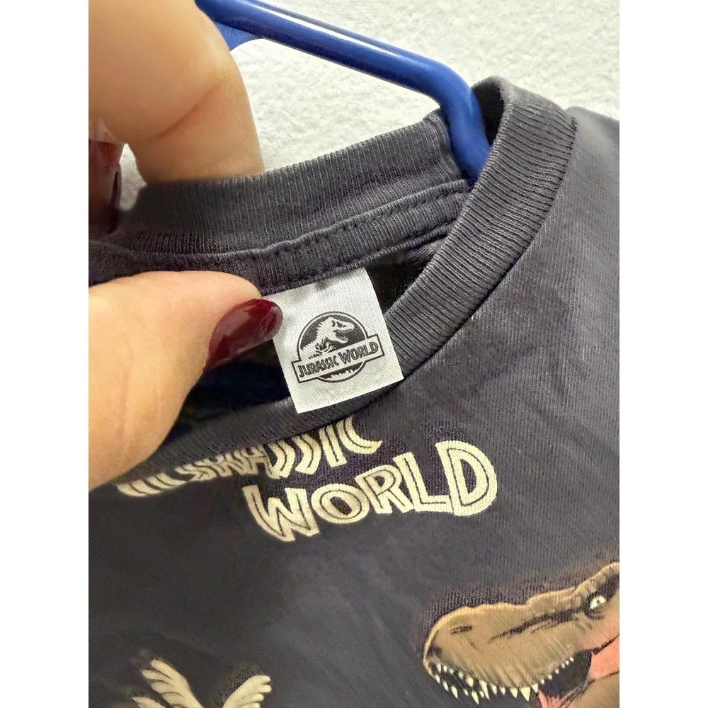 HM Jurassic World Kids T-Rex Dinosaur T-Shirt and Shorts Set Gray Size 7-8Y